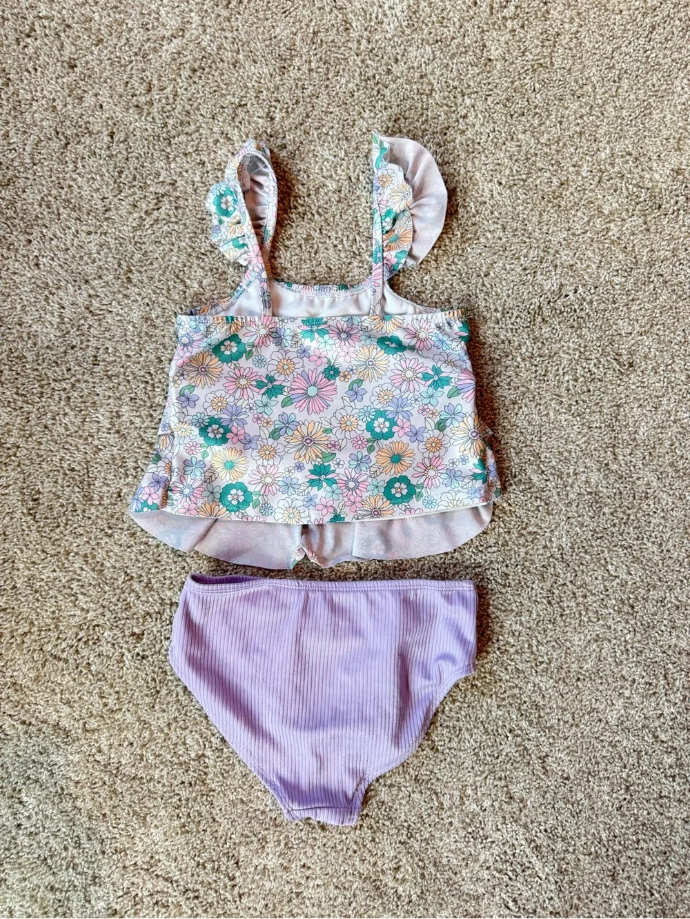 Wonder Nation Girls Floral Tankini Swimsuit Size 6 | Ruffle Two Piece Swim Set